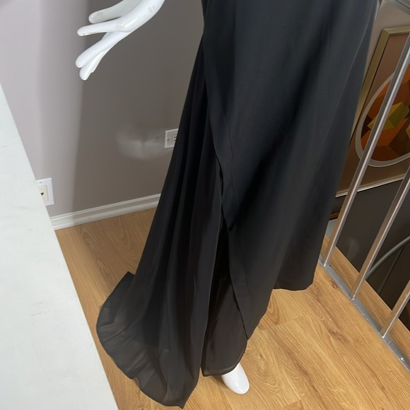 Adeptt Sz Large Long Asymmetrical Dress Gown Short Sleeve Side Cutaway Tail - Picture 5 of 9